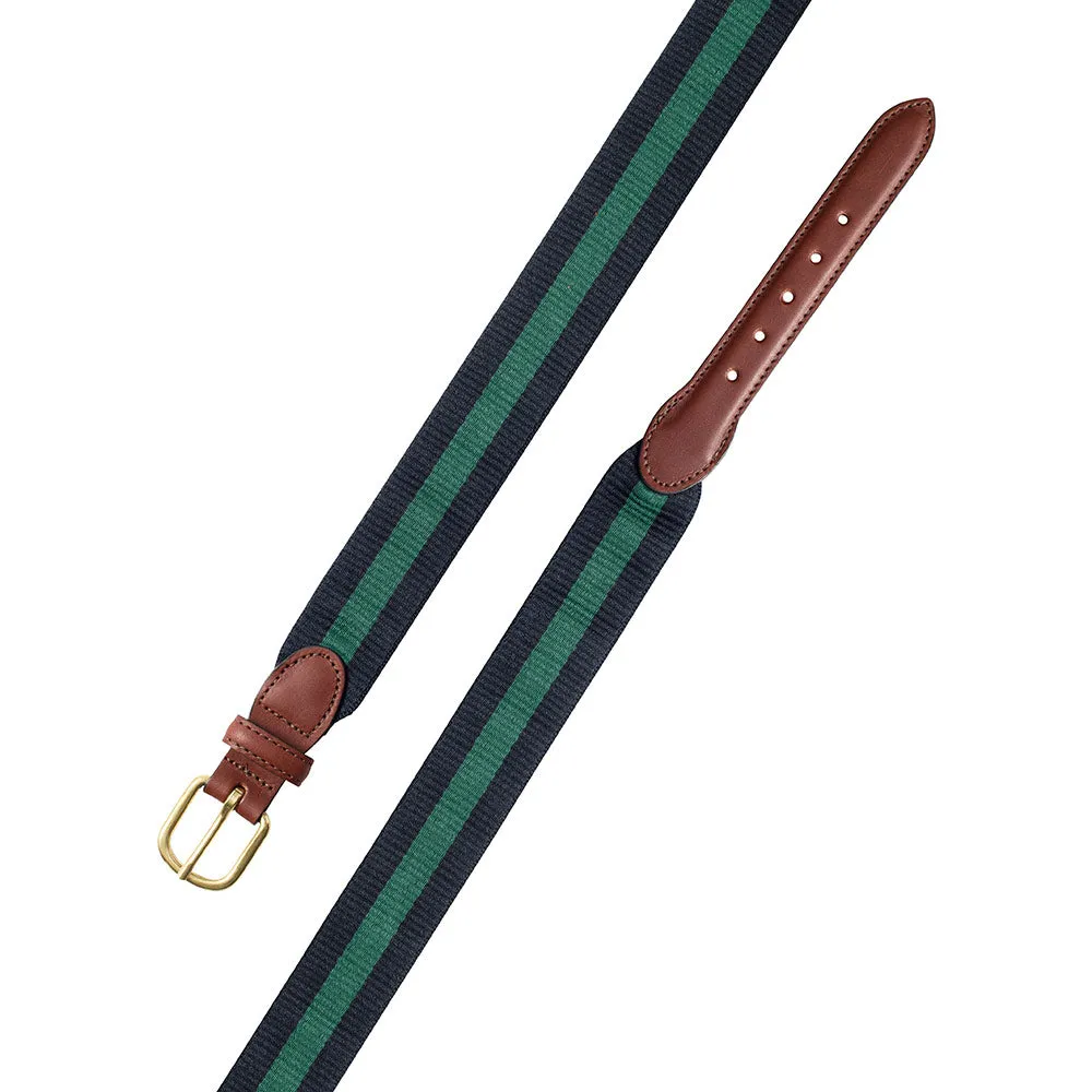 Navy & Green Wide Belgian Surcingle Leather Tab Belt