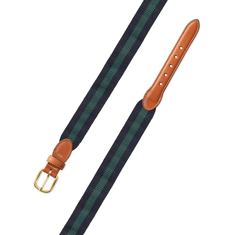 Navy & Green Wide Belgian Surcingle Leather Tab Belt