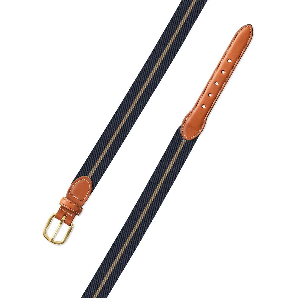 Navy & Khaki Belgian Stretch Leather Tab Belt