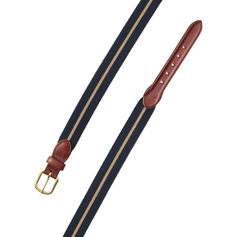 Navy & Khaki Belgian Stretch Leather Tab Belt