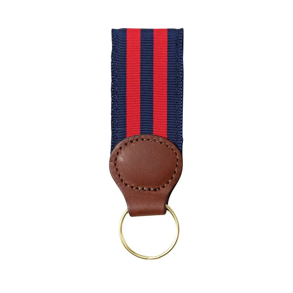 Navy & Red Grosgrain Ribbon Key Fob