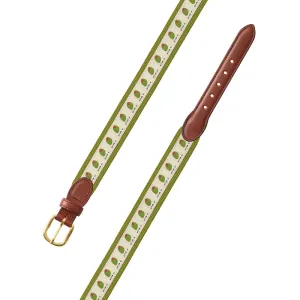 Olive U on Green Bespoken Motif Leather Tab Belt