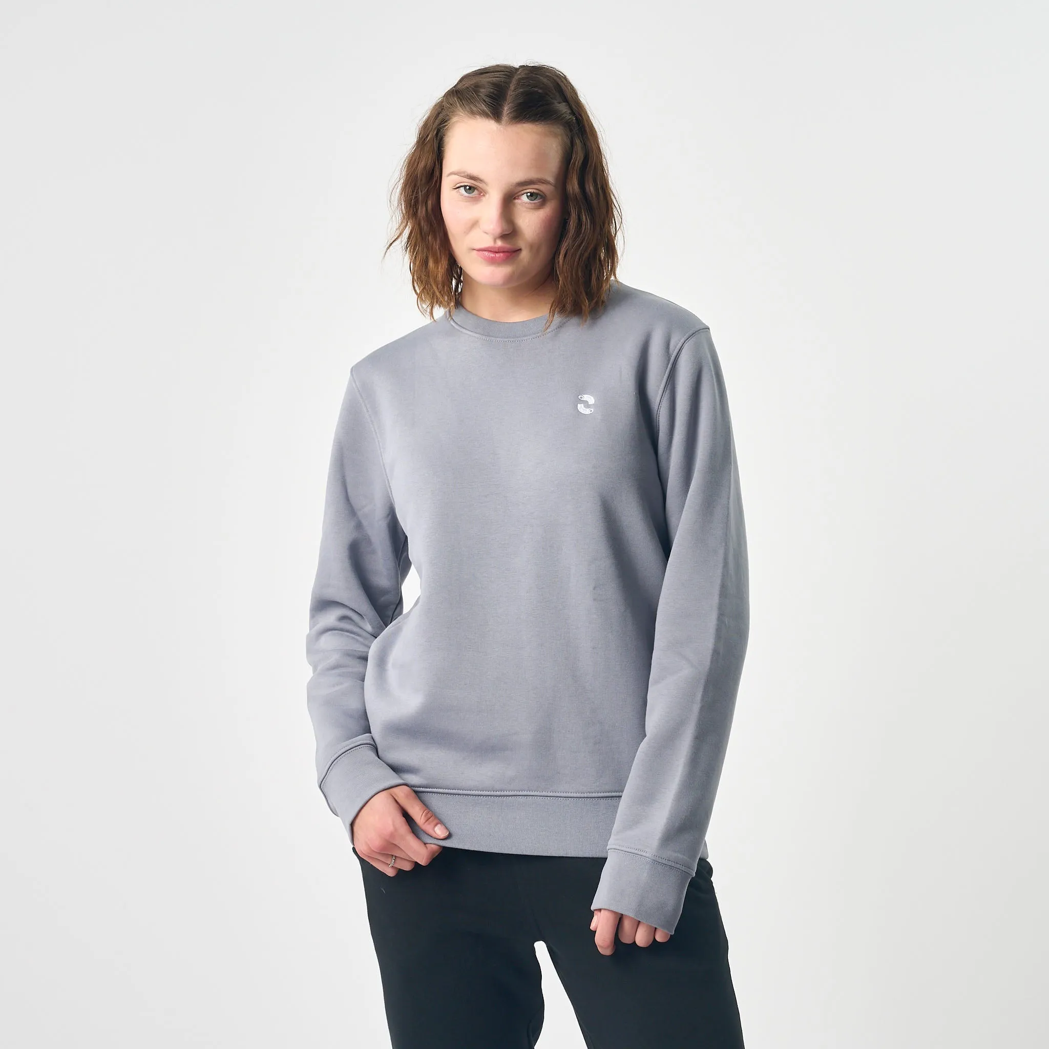 Omnitau Women's Prime Organic Cotton Crew Neck Sweatshirt - Light Grey