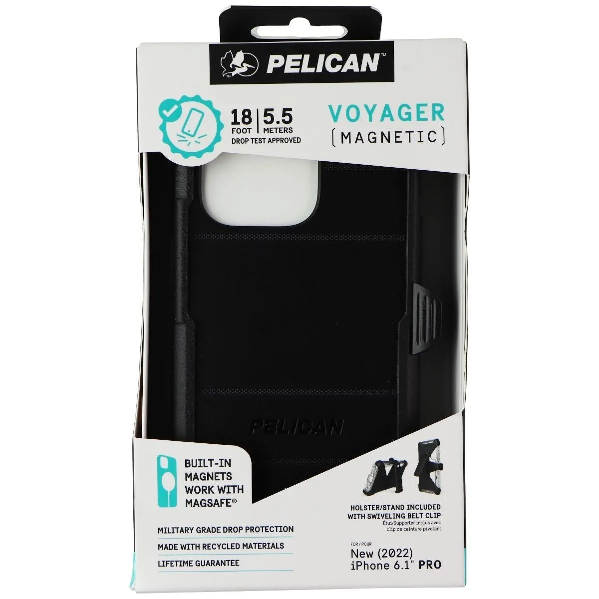 Pelican Voyager Series Magnetic Case with Clip for Apple iPhone 14 Pro - Black