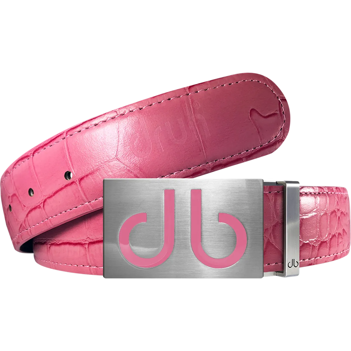 Pink Crocodile Leather Designer Golf Belt