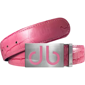 Pink Crocodile Leather Designer Golf Belt