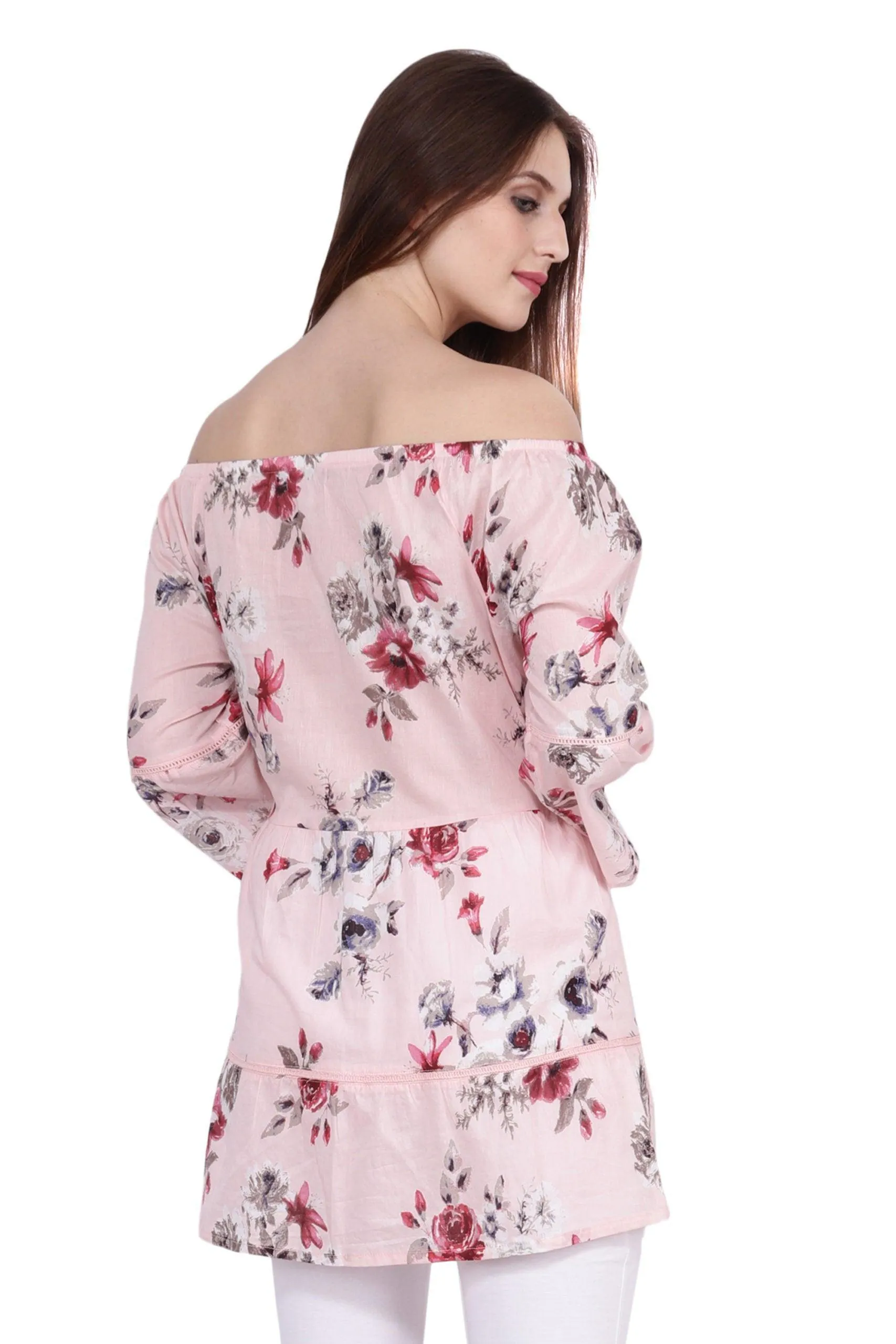 Pink Floral Printed Long Top