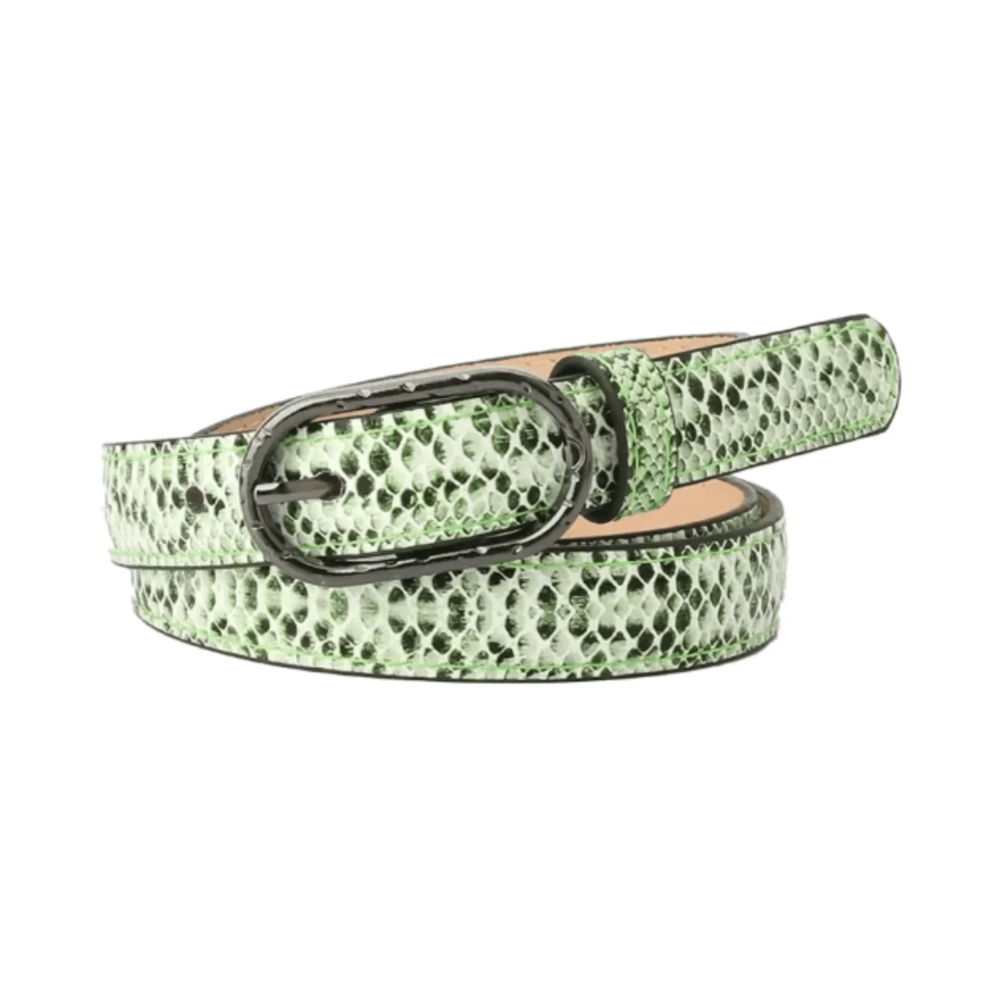 Pre Order:  Green Python Faux Leather Belt