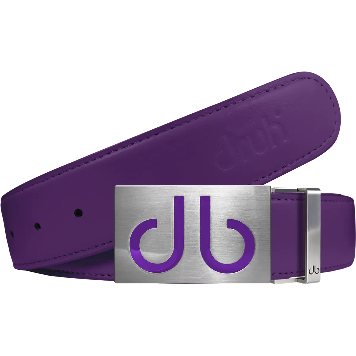 Purple Plain Leather Texture Belt with Buckle