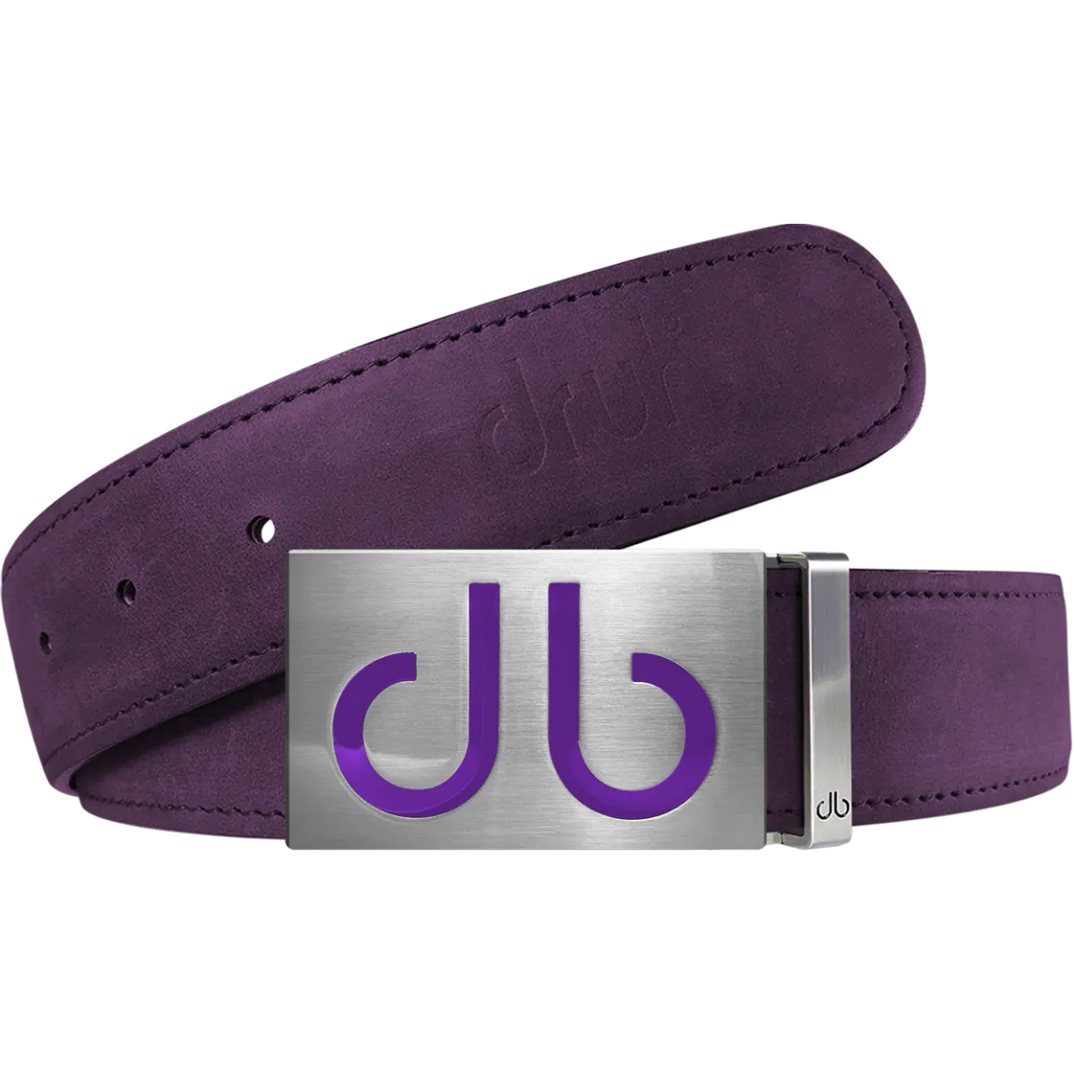 Purple Plain Leather Texture Belt with Buckle