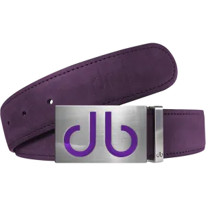 Purple Plain Leather Texture Belt with Buckle