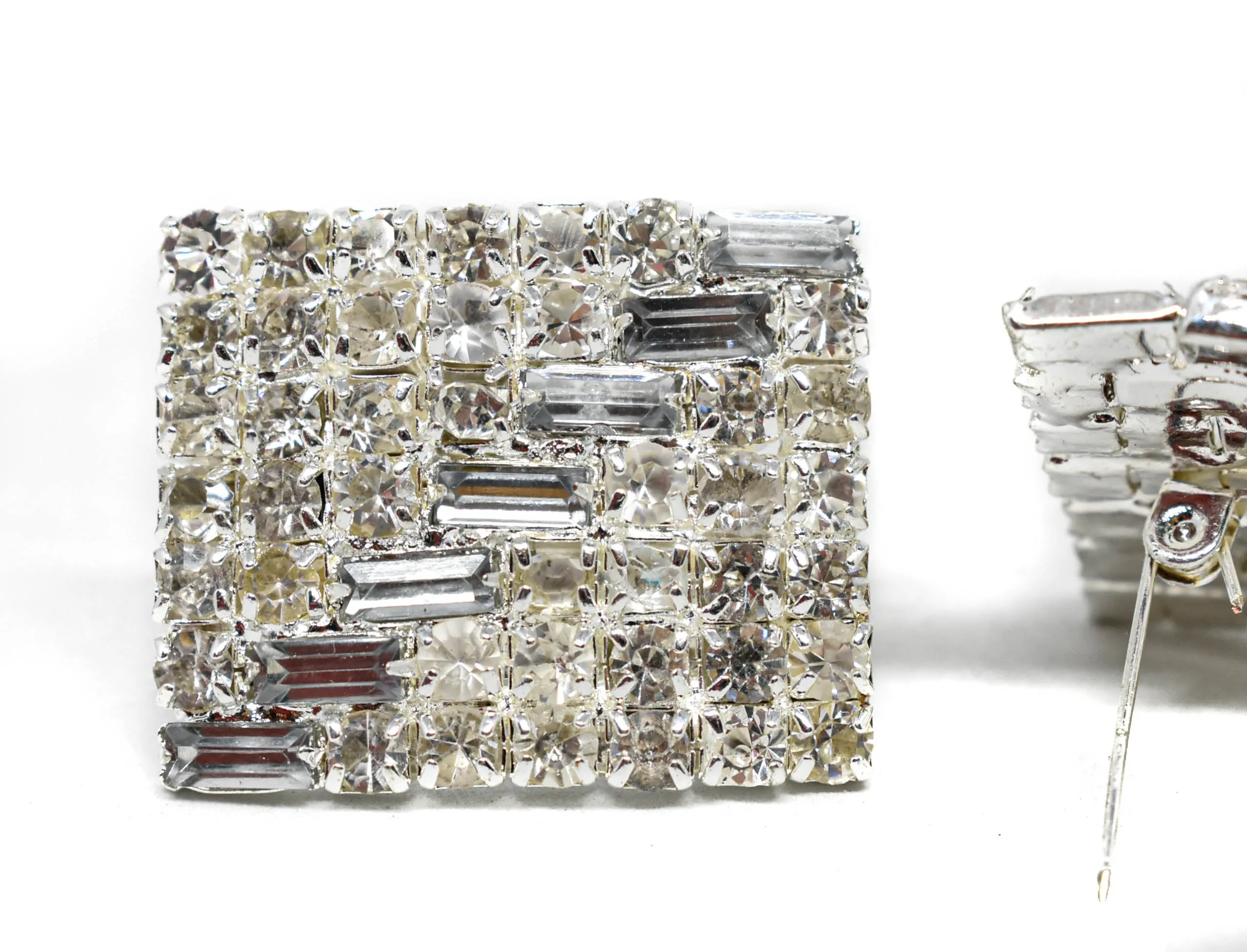 Rectangular Rhinestone Brooch with Pin 1.25" x 1"- 1 Yard