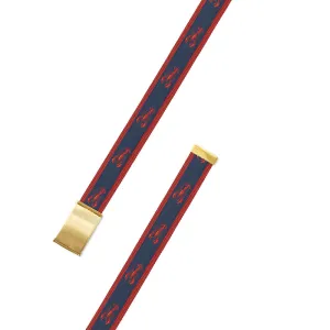 Red & Navy Lobster Motif Military Buckle Belt