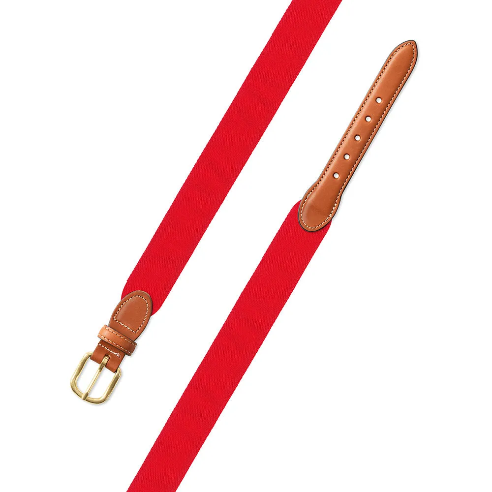 Red Grosgrain Ribbon Leather Tab Belt