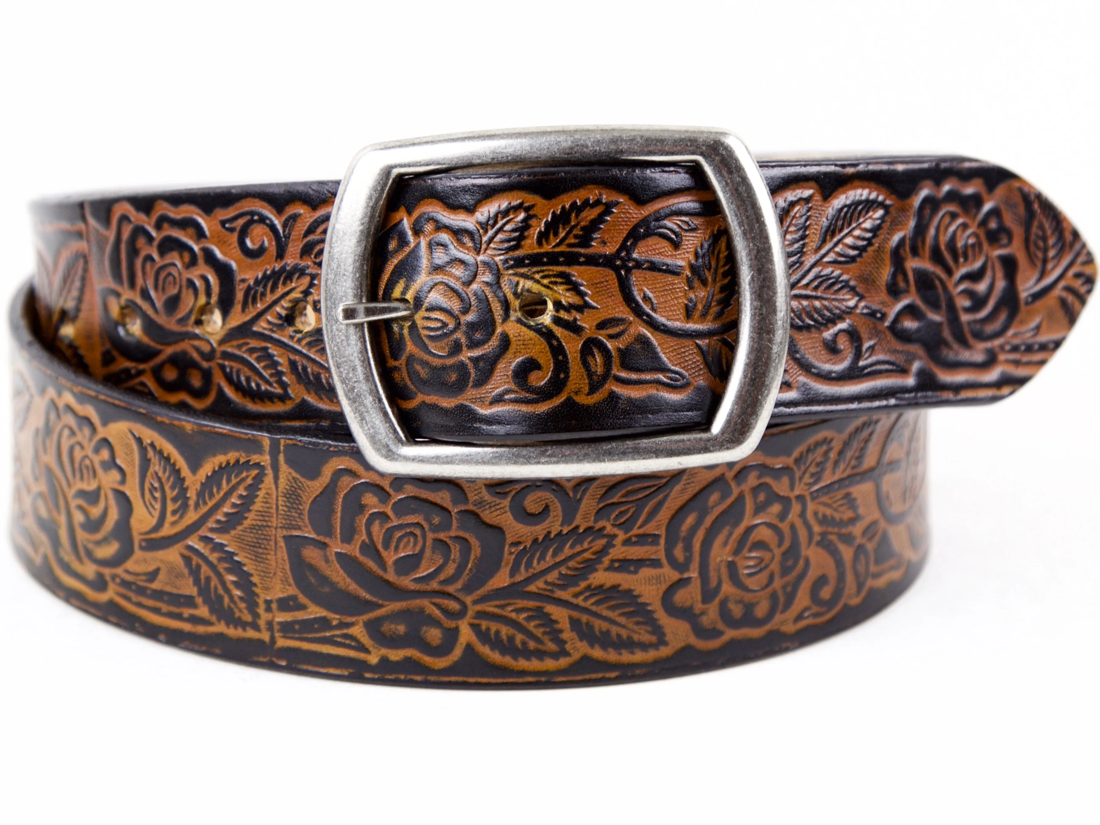 Rose Garden Wide Leather Belt