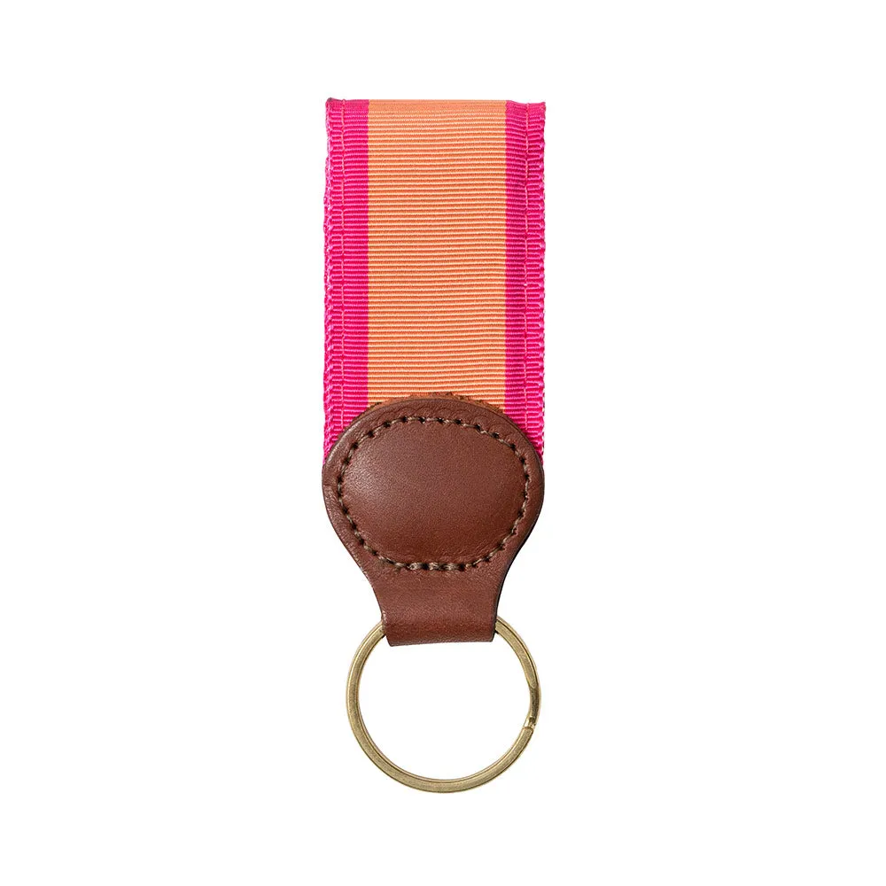 Salmon & Pink Grosgrain Ribbon Key Fob