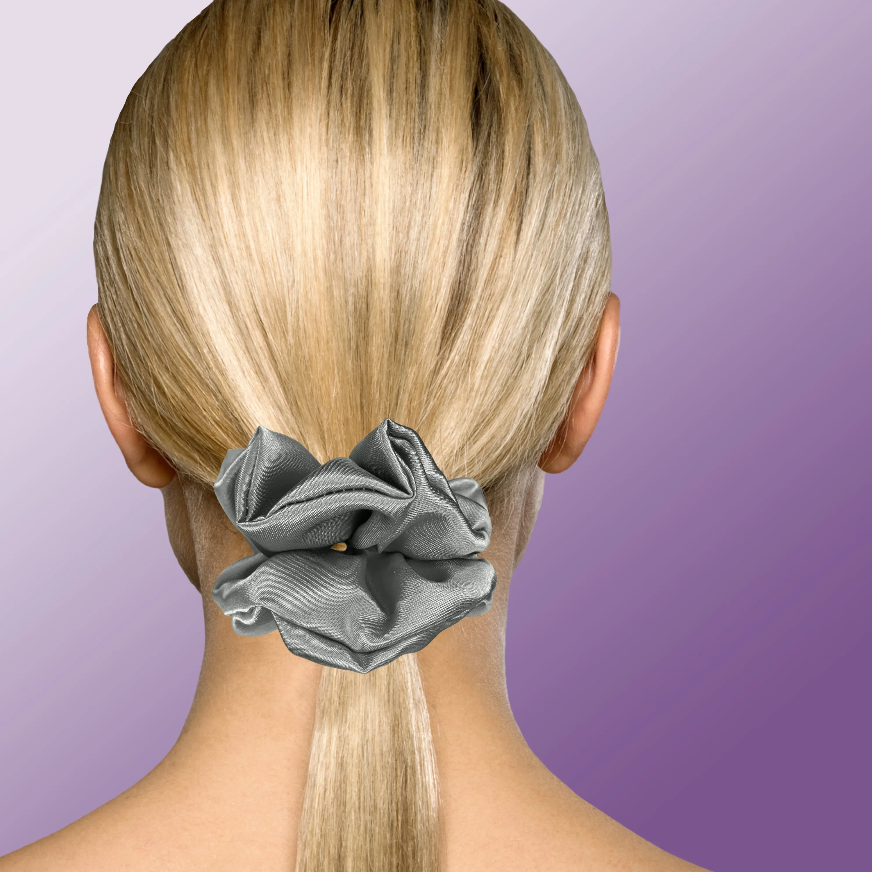 Scrunchies Premium Bridal Satin Available in 3 Sizes Made in the USA Gray