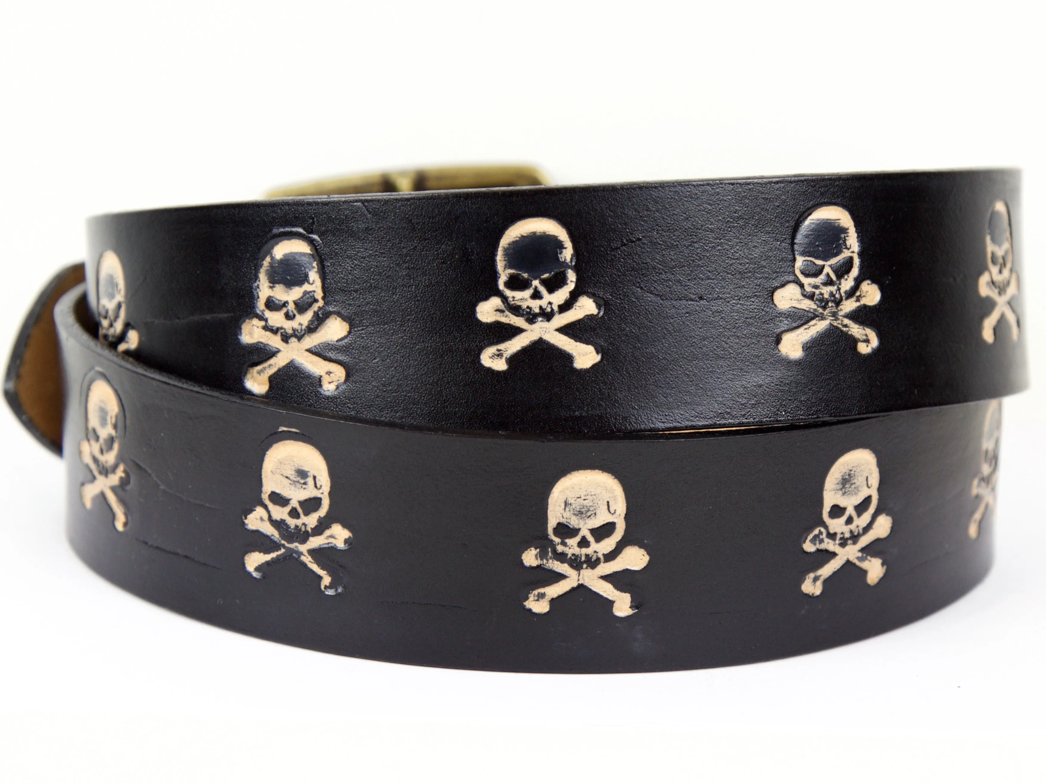 Skulls Wide Leather Belt