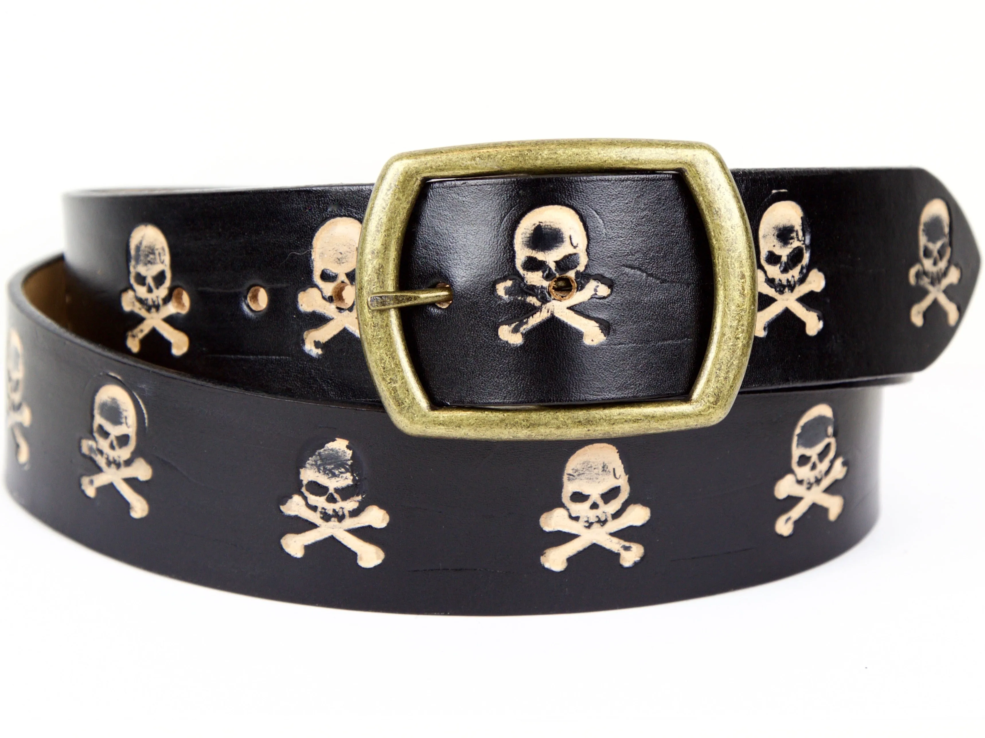 Skulls Wide Leather Belt