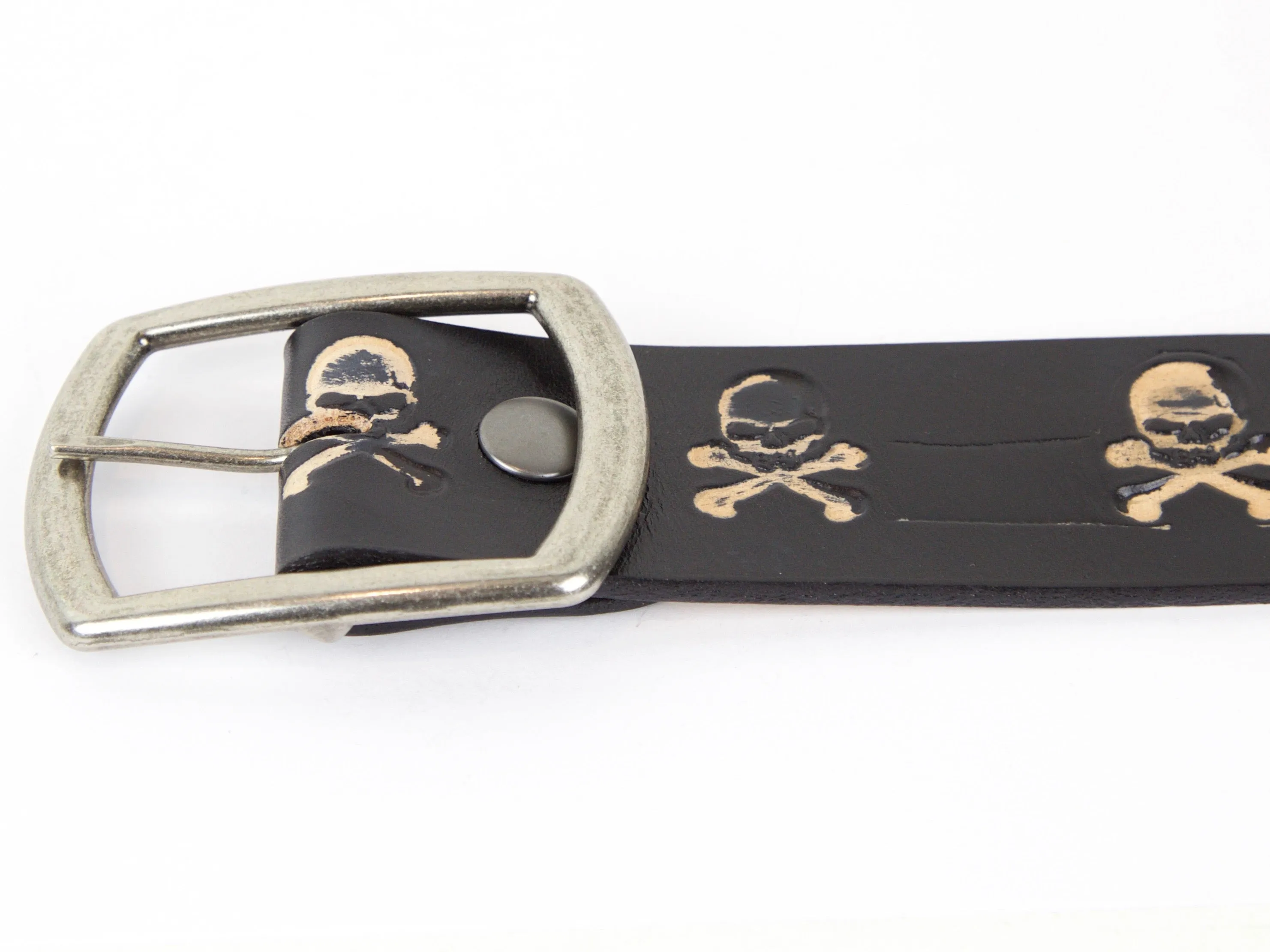 Skulls Wide Leather Belt