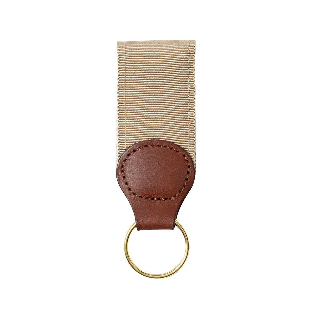 Tan Grosgrain Ribbon Key Fob