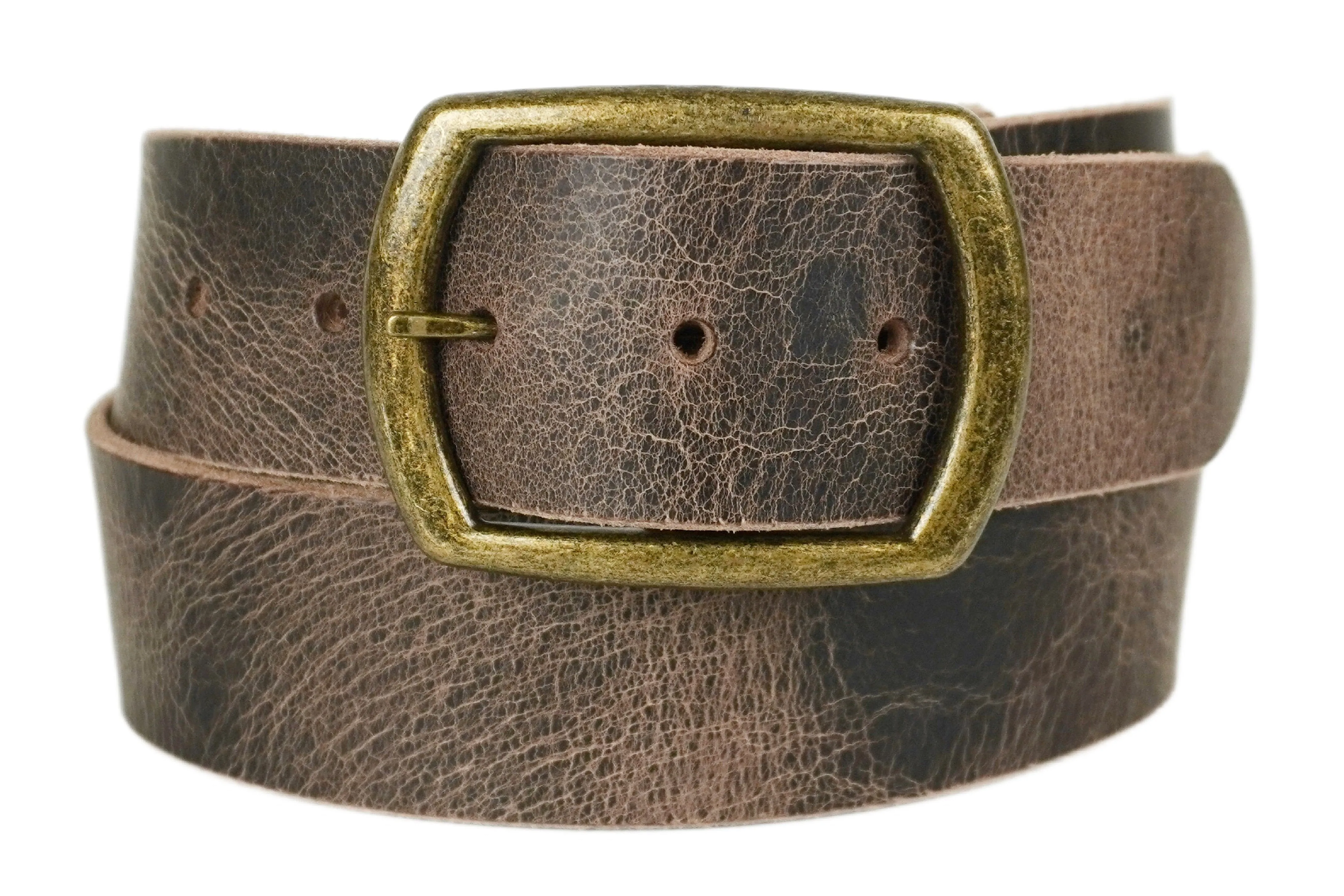 Textured Dark Brown Wide Leather Belt