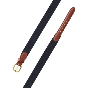 Textured Navy Belgian Surcingle Leather Tab Belt