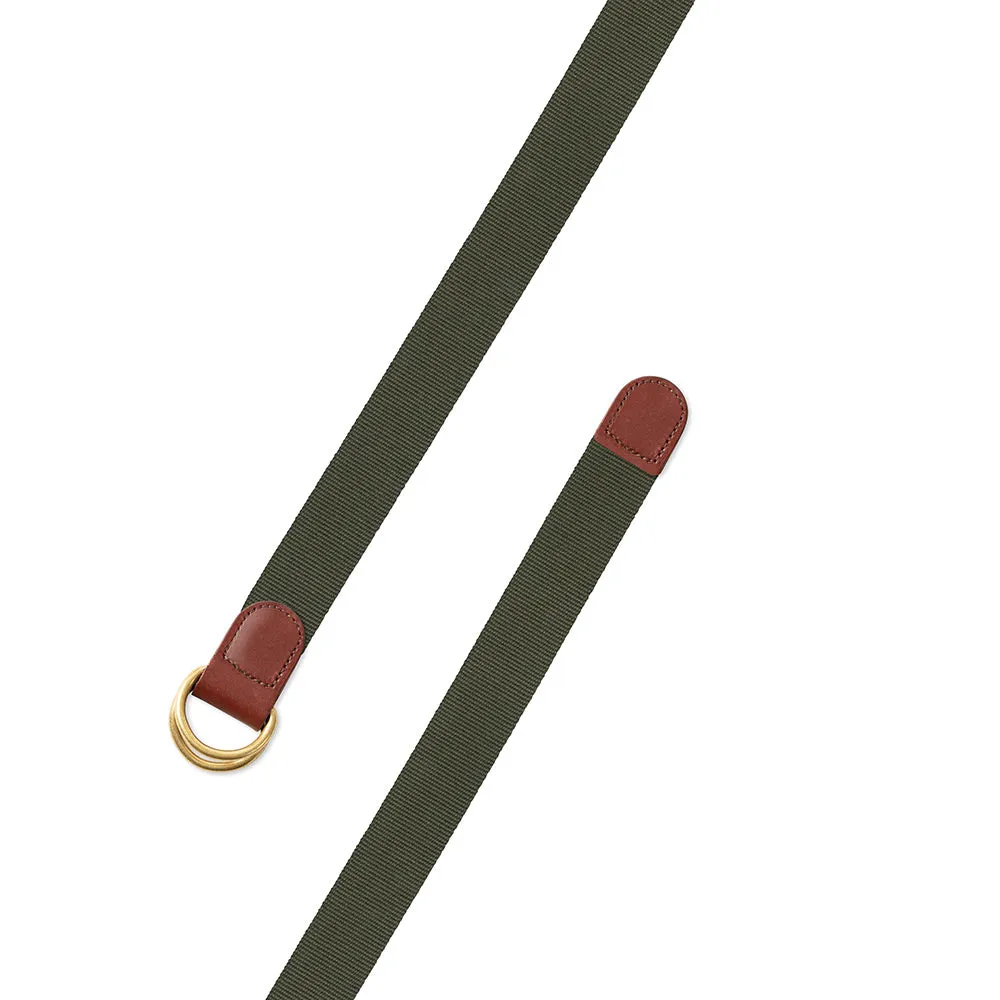 Textured Olive Green Belgian Surcingle D-Ring Belt