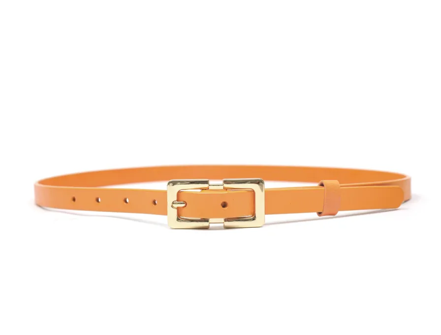 Thin leather belt LPRBE2201- Yellow