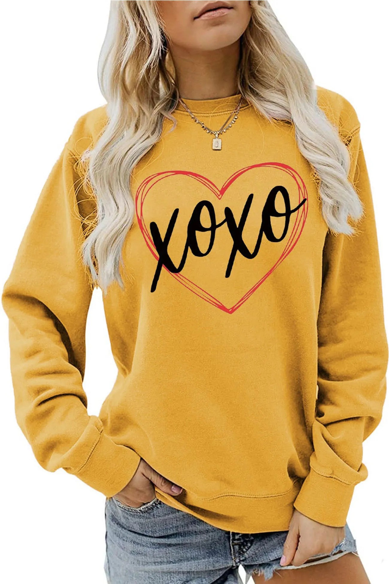 Thin Line Heart Letter Graphic Sweatshirt