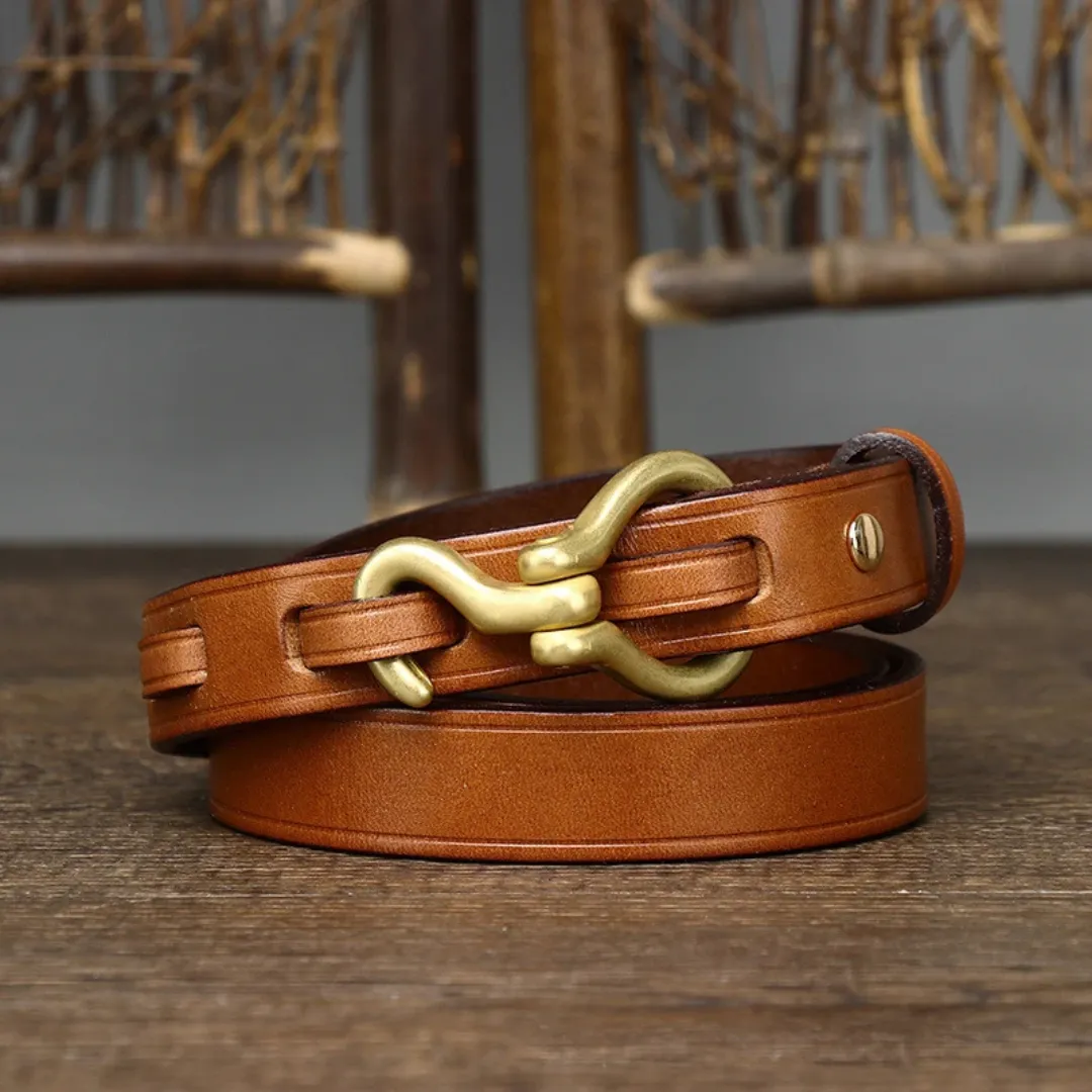 Top Quality Thin Cowskin Leather Belt for Women - Luxury Female Waist Belt