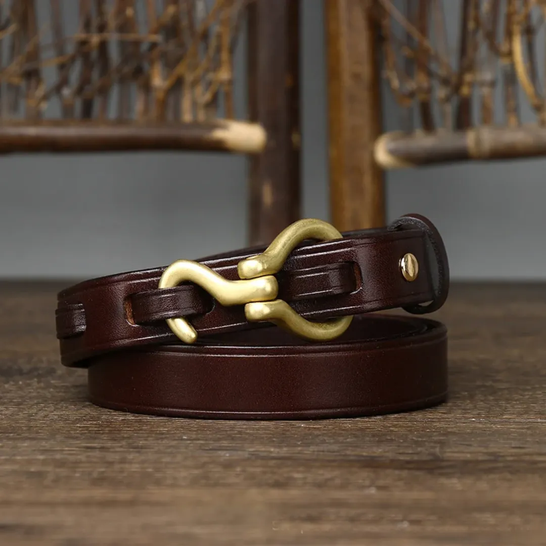 Top Quality Thin Cowskin Leather Belt for Women - Luxury Female Waist Belt