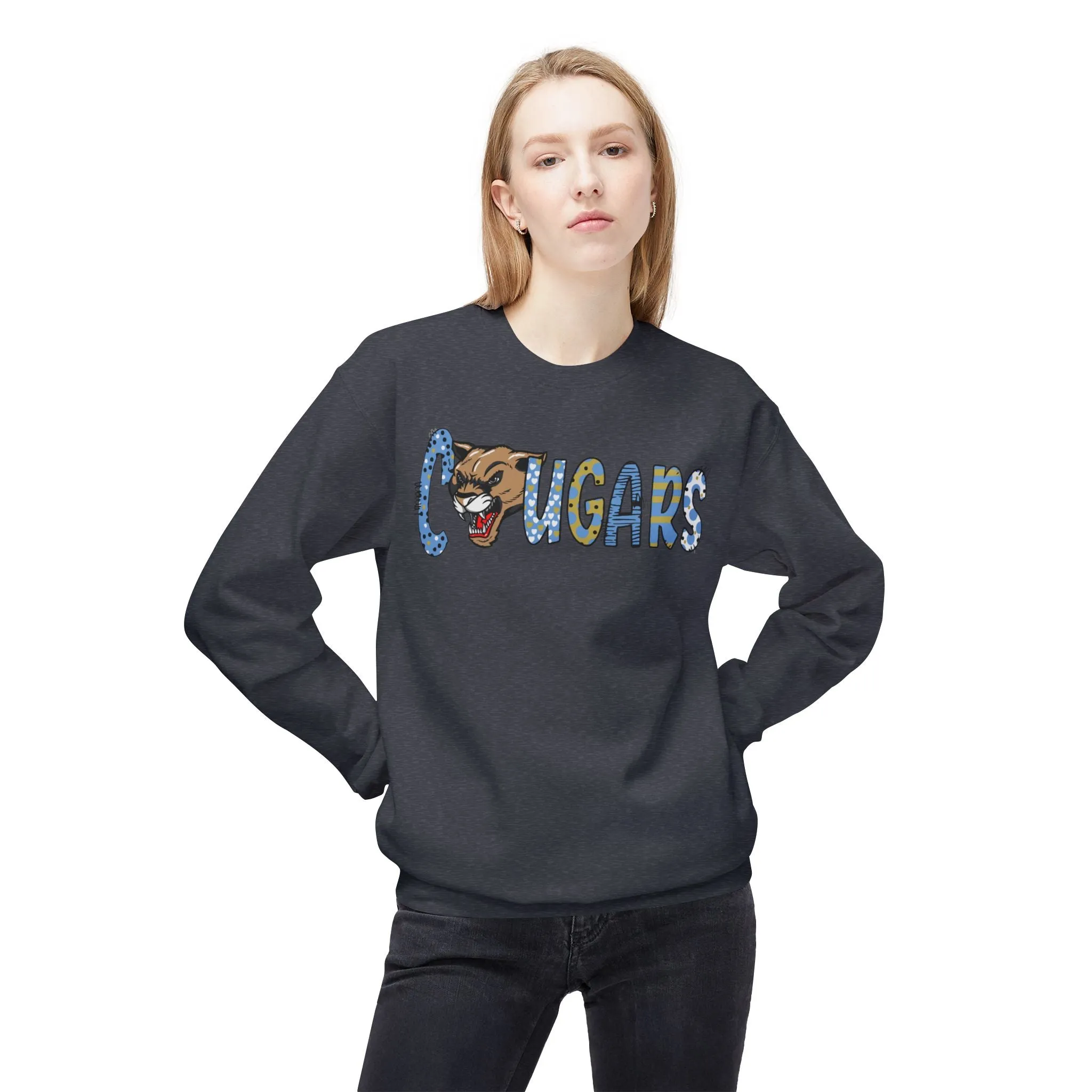 Unisex Midweight Softstyle Fleece Crewneck Sweatshirt - Cougars 2