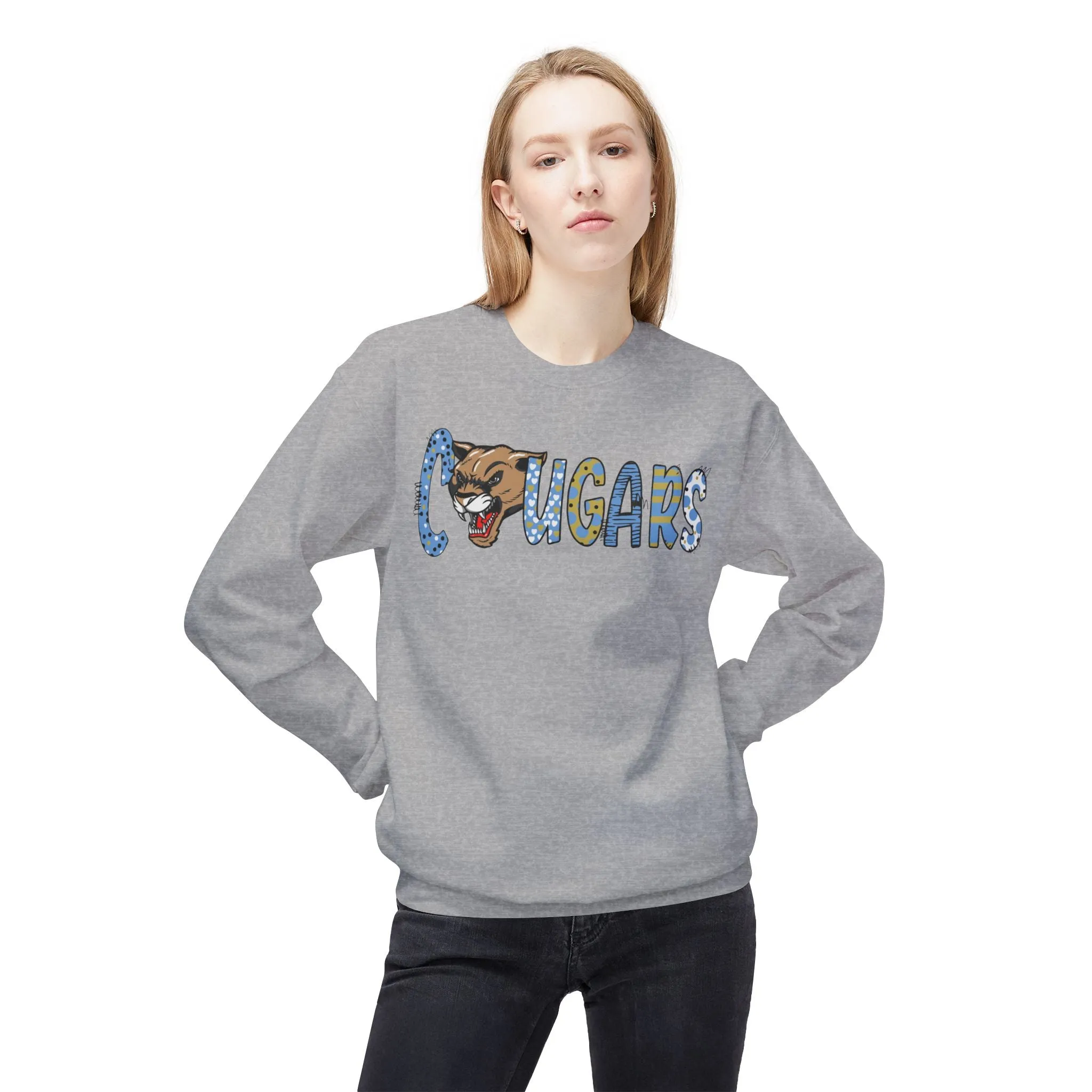 Unisex Midweight Softstyle Fleece Crewneck Sweatshirt - Cougars 2