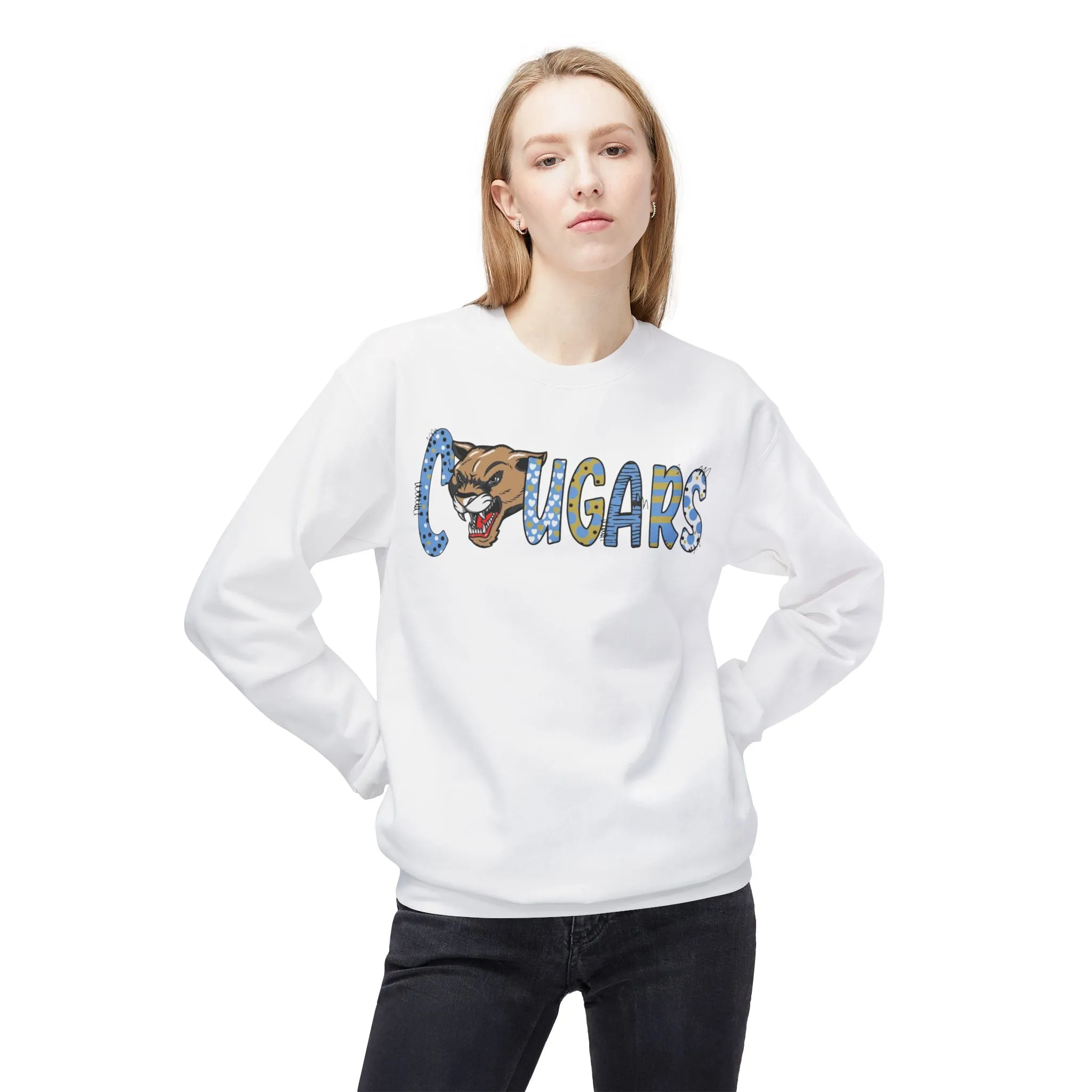 Unisex Midweight Softstyle Fleece Crewneck Sweatshirt - Cougars 2