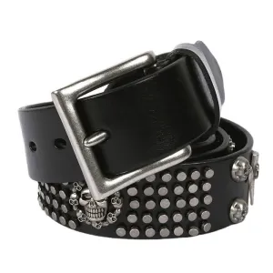 Unisex Skull Head Rivets Cross Studded Leather Belt