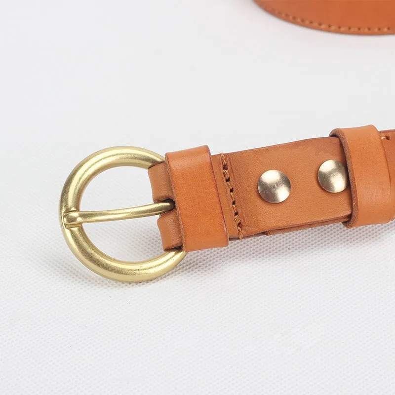 Vegetable Tanned Leather Simple Collection Women's Belt