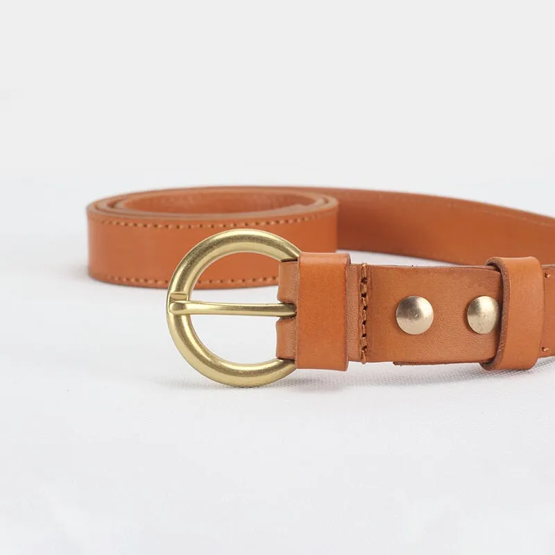 Vegetable Tanned Leather Simple Collection Women's Belt