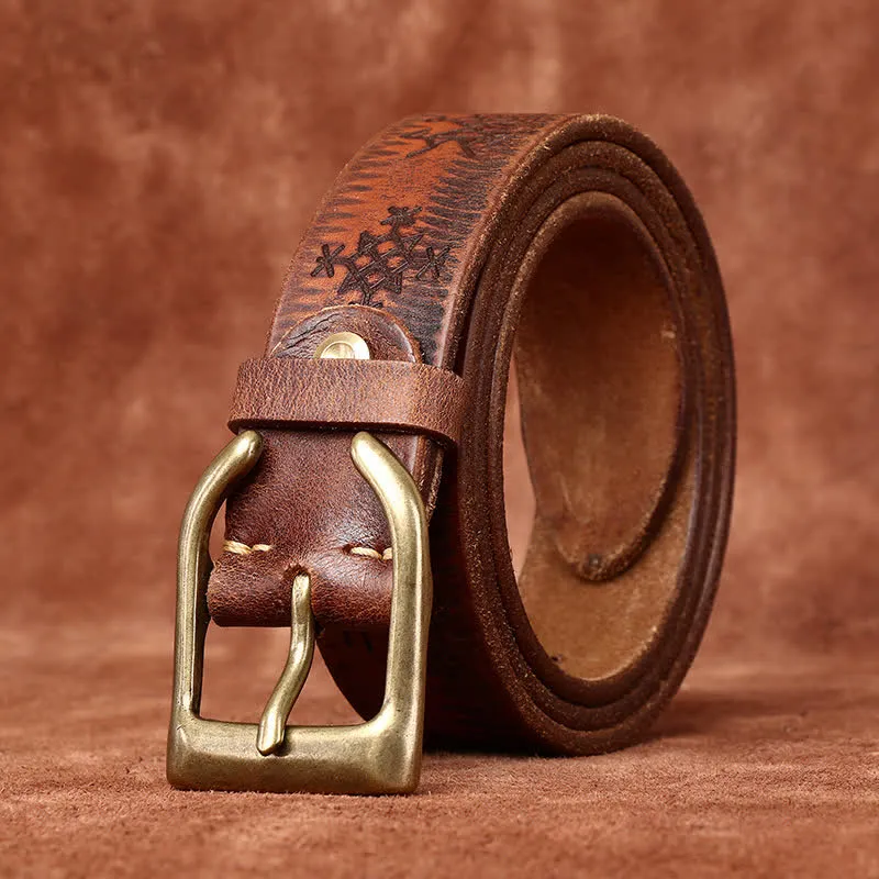 Viking Totem Embossed Thicken Leather Belt