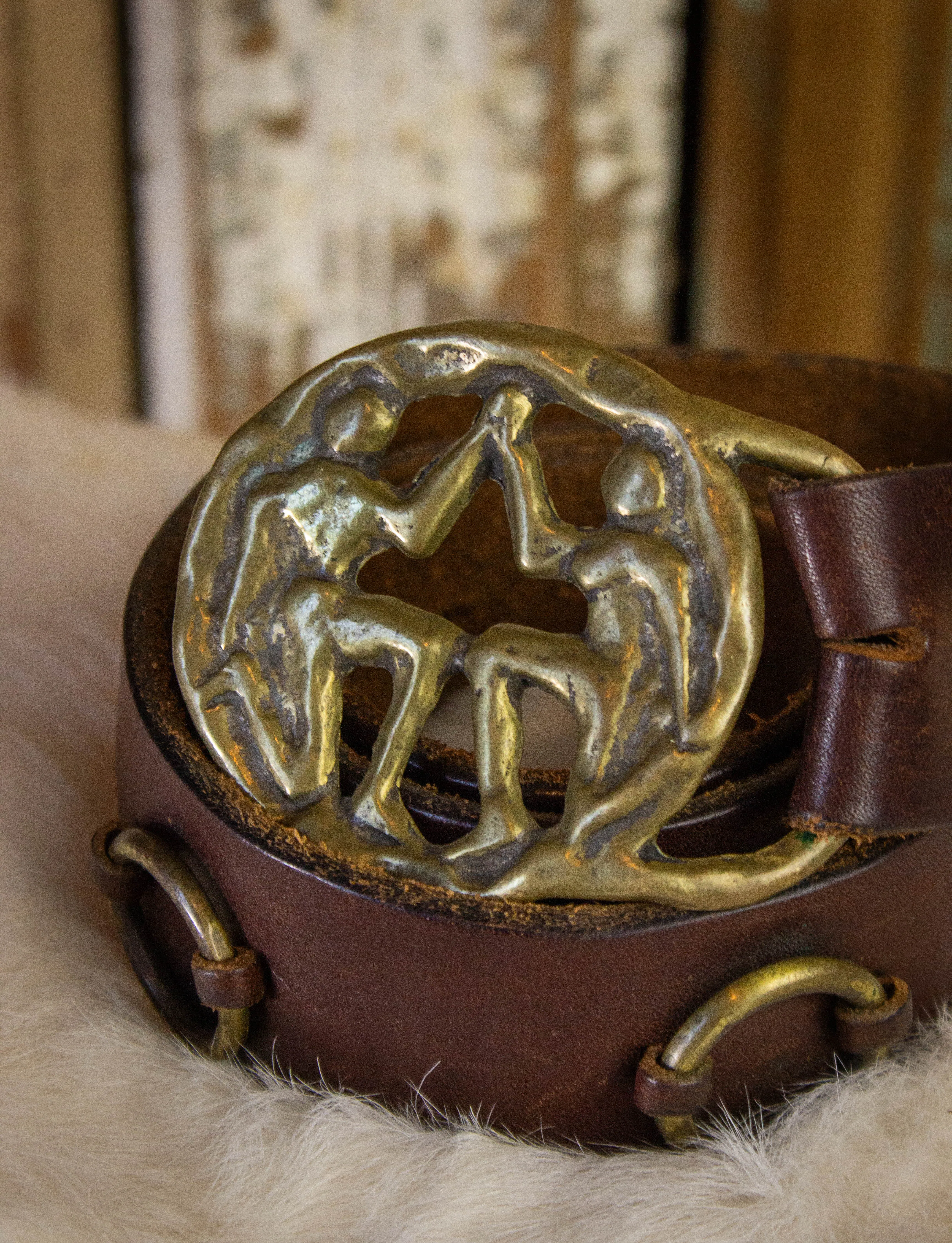 Vintage Gemini Brown Leather Belt