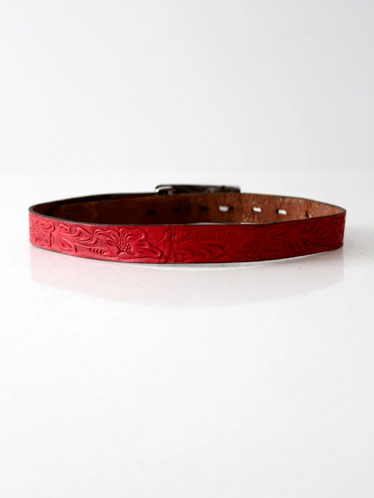 vintage kid's tooled leather belt