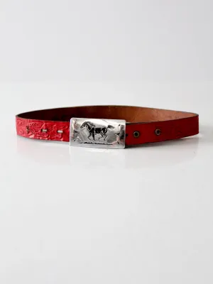 vintage kid's tooled leather belt