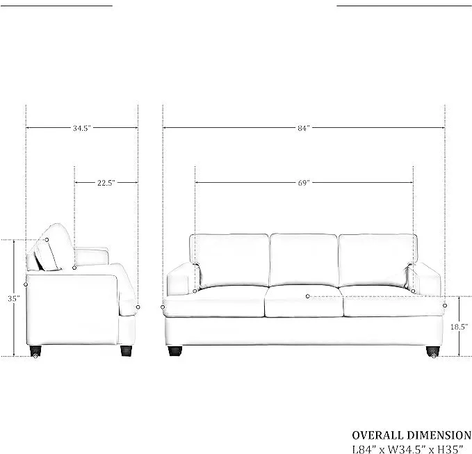 Vito Fabric Sofa Set for Living Room