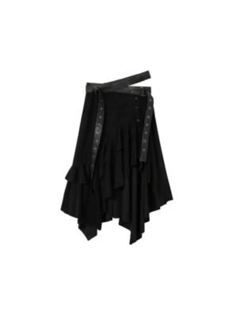 Wind irregular belt suede half skirt【s0000004518】