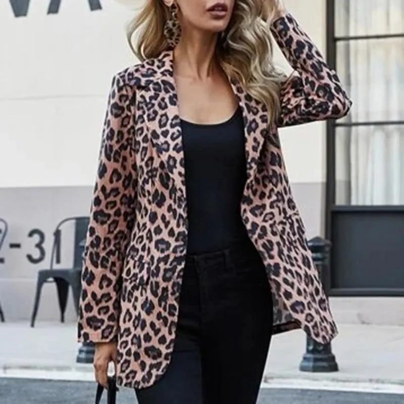 Women Elegant Print Design Long Sleeves Coat