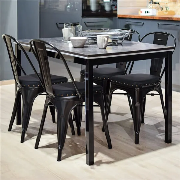 Yaheetech 4pcs Metal Dining Chairs with PU Leather Seat