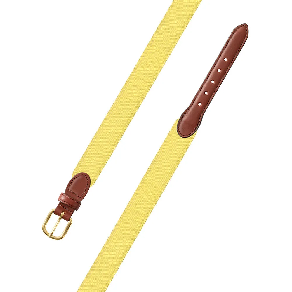 Yellow Grosgrain Ribbon Leather Tab Belt